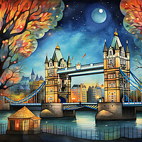 Buy canvas prints of London Bridge under the moonlight  by CC Designs