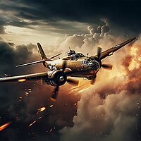Buy canvas prints of US Bomber takes fire over Europe   by CC Designs