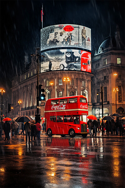 Piccadilly in the Rain  Picture Board by CC Designs