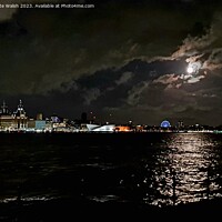 Buy canvas prints of Liverbirds supermoon by Pete Walsh