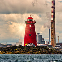 Buy canvas prints of Poolbeg Lighthouse Dublin's Waterfront Silhouette by Fabrice Jolivet