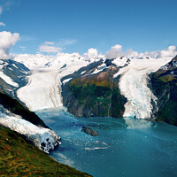 Buy canvas prints of Aerial shot of three glaciers calving into Prince William Sound by Madeleine Deaton