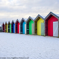 Buy canvas prints of Beach Huts in the Snow by Madeleine Deaton