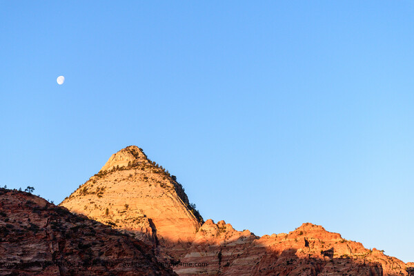 Sunrise Over Zion National Park Cliffs with Moon B Picture Board by Madeleine Deaton
