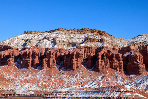 Snow-Covered Capitol Reef National Park Rock Formations in Winter, Utah Picture Board by Madeleine Deaton