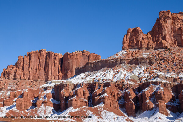 Snow-covered Desert Rock Formation Picture Board by Madeleine Deaton