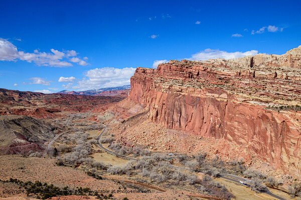 Aerial View of the Stunning Capitol Reef National Park Cliffs in Utah Picture Board by Madeleine Deaton
