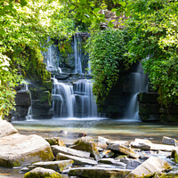 Buy canvas prints of Penllergaer waterfall Wales by Rick Pearce