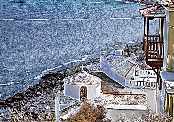Churches and sea, Skopelos Picture Board by Paul Boizot