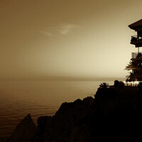 Buy canvas prints of Sunset at Nerja, Spain, sepia by Paul Boizot