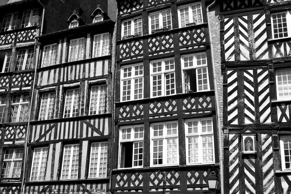 Rennes Medieval buildings, monochrome Picture Board by Paul Boizot