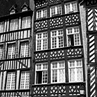 Buy canvas prints of Rennes Medieval buildings, monochrome by Paul Boizot