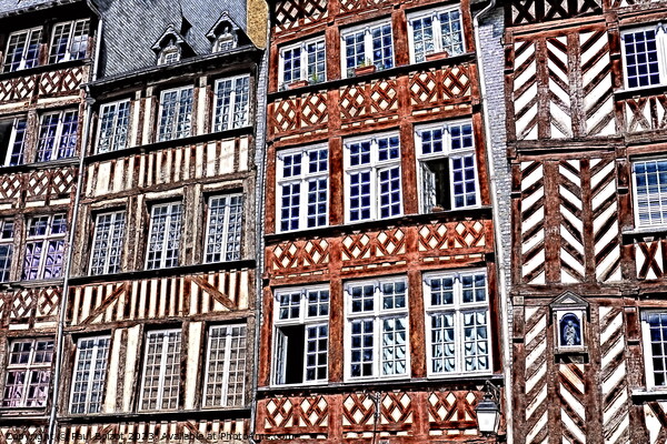 Rennes Medieval buildings, paint effect Picture Board by Paul Boizot