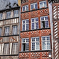 Buy canvas prints of Rennes Medieval buildings, paint effect by Paul Boizot