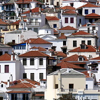 Buy canvas prints of Houses and roofs, Skopelos 5 by Paul Boizot