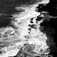 Buy canvas prints of Waves on the rocks, Filey Brigg 3, monochrome by Paul Boizot