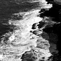 Buy canvas prints of Waves on the rocks, Filey Brigg 4, monochrome by Paul Boizot