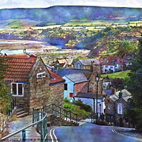 Buy canvas prints of View downhill, Robin Hoods Bay, watercolour effect by Paul Boizot