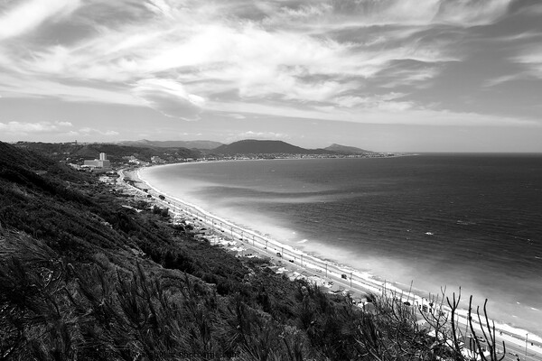 Rhodes coast view, monochrome Picture Board by Paul Boizot