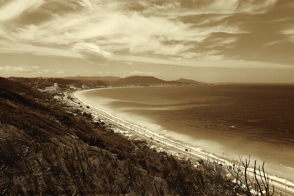 Rhodes coast view, sepia Picture Board by Paul Boizot