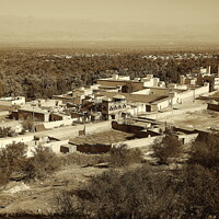 Buy canvas prints of Tioute village and oasis, Morocco 1, sepia by Paul Boizot