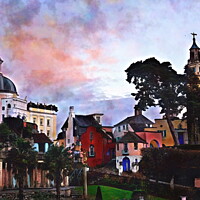 Buy canvas prints of Portmeirion village 2, watercolour effect by Paul Boizot