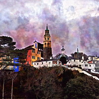 Buy canvas prints of Portmeirion village 3, watercolour effect by Paul Boizot