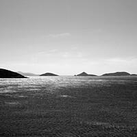 Buy canvas prints of Islets in sparkling sea, Lipsi, monochrome by Paul Boizot