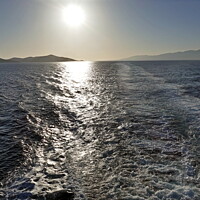 Buy canvas prints of Sunlight on ferry wake, off Kos by Paul Boizot