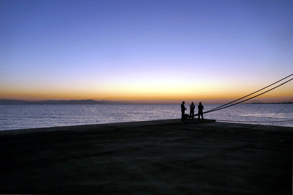 Dawn ferrymen, Kos Town 1 Picture Board by Paul Boizot