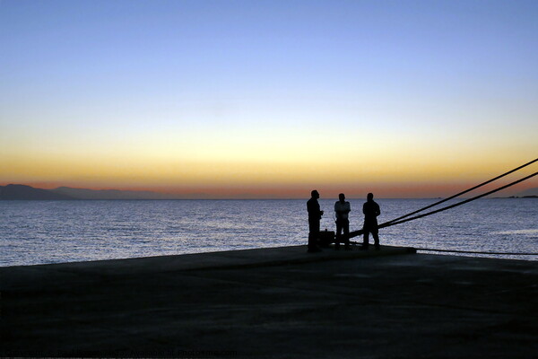 Dawn ferrymen, Kos Town 2 Picture Board by Paul Boizot
