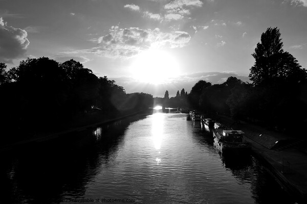 Evening sun on the Ouse, York,monochrome Picture Board by Paul Boizot