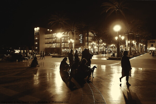 Evening hangout by the Balcony of Europe 2, sepia Picture Board by Paul Boizot