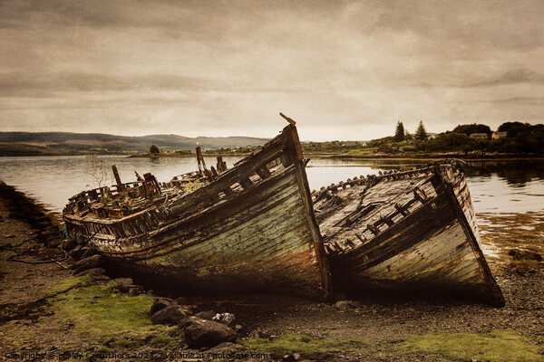 Boat Ruins at Salen on Mull Picture Board by Lesley Carruthers