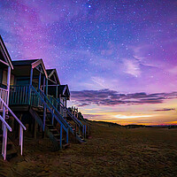 Buy canvas prints of Northern Lights, Beach Huts by Bryn Ditheridge