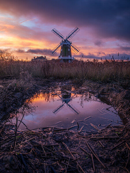 Cley Windmill reflection  Picture Board by Bryn Ditheridge