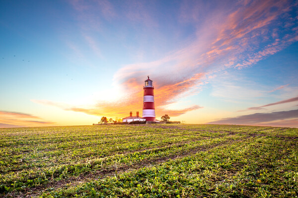Happisburgh Lighthouse Sunrise Picture Board by Bryn Ditheridge