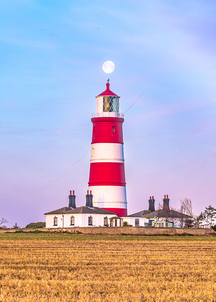 Happisburgh Lighthouse Moon Picture Board by Bryn Ditheridge