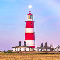 Buy canvas prints of Happisburgh Lighthouse Moon by Bryn Ditheridge
