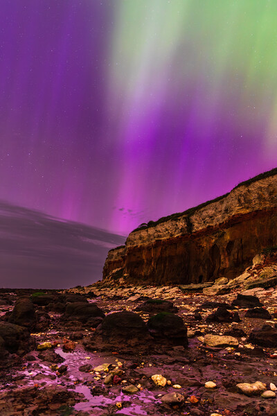 Northern Lights- Hunstanton Cliffs  Picture Board by Bryn Ditheridge