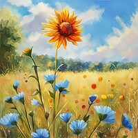 Buy canvas prints of Sunny Skies and Wildflowers by Victor Nogueira