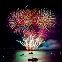 Buy canvas prints of Dark fireworks on Plymouth Hoe  by Jonny Angle