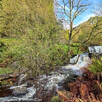Buy canvas prints of A large cascade Caerfanell river , Brecon Beacons  by Jonny Angle