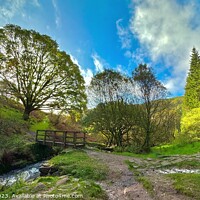 Buy canvas prints of Caerfanell river bridge and valley   by Jonny Angle