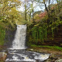 Buy canvas prints of waterfall on the Caerfanell river  by Jonny Angle