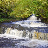 Buy canvas prints of waterfall steps on Caerfanell river , Brecon Beaco by Jonny Angle
