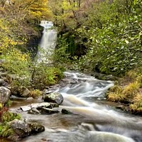 Buy canvas prints of waterfall on Caerfanell river at Gwen Cerrig llwyd by Jonny Angle