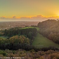 Buy canvas prints of Sunset over Cardiff from Wenallt woods  by Jonny Angle