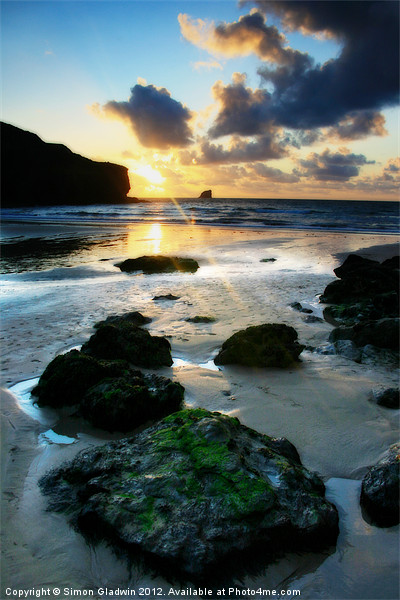 Trevaunance Cove in Portrait, Cornwall Picture Board by Simon Gladwin