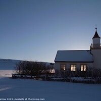 Buy canvas prints of Snowy church in Iceland by Bruce Barrow